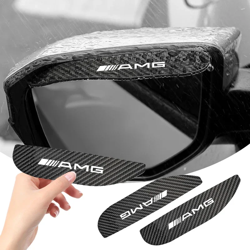 2Pcs Car Rearview Mirror Rain Eyebrow Carbon Fiber For Mercedes Benz AMG B/C/E/S Clase A C200L GLC W166 W163 W221 Car Accesorios