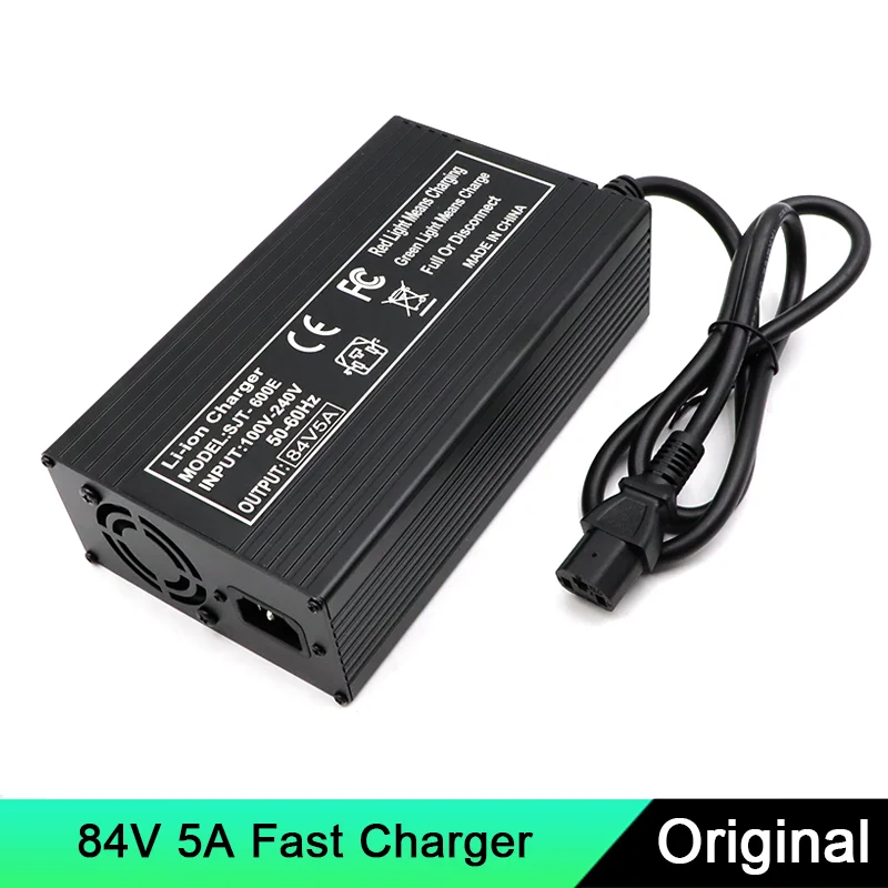 84V 5A Fast Charger 100V-220V For Electric Scooter Electric Motorcycle 72V 20S Lithium Intelligent Charging With Cooling Fan