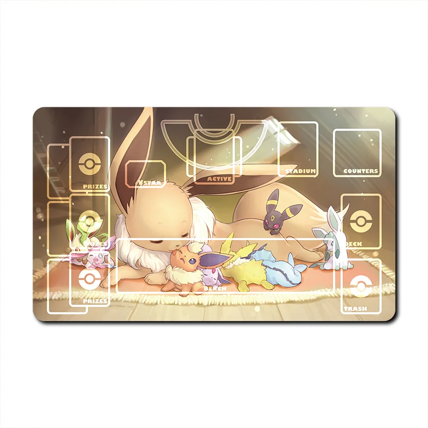 Diy 60*35*0.2cm PTCG Pokemon Dedicated Battle GAME Card Mat Eeveelution Flareon Umbreon Sylveon Gift Toy Game Anime Table Mat