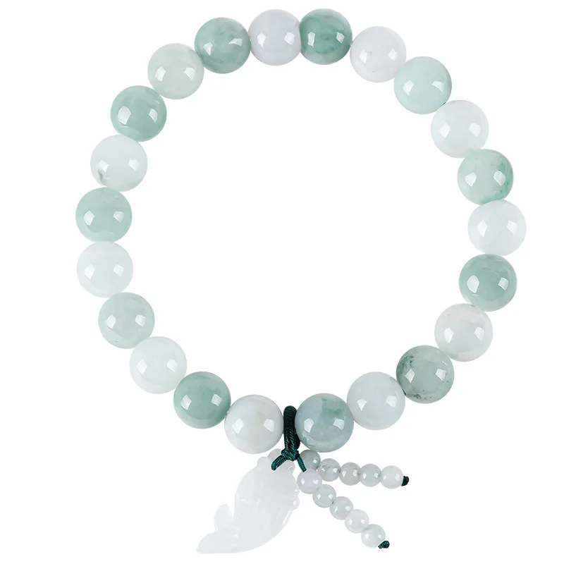 

S Myanmar Jadeite Beads Bracelet Talismans Designer Stone Carp Bangle Natural Burmese Jade Real Jewelry Charm Amulet Luxury