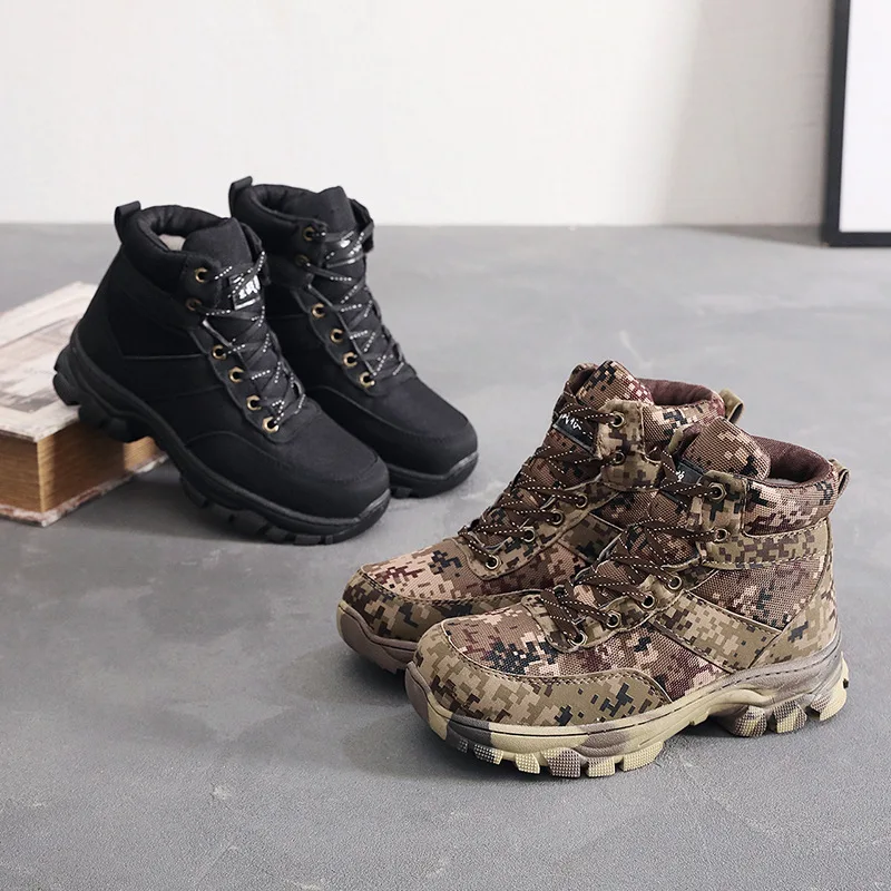 

Winter Thick Soled Fleece Warm Men's Snow Boots Outdoor Thick and Wear-resistant High Top Cotton Shoes Anti Slip Hiking Shoes