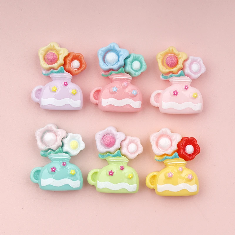 10/100pcs Kawaii Simulation Vase Bottle Flatback Planar Resin Cabochon DIY Crafts Scrapbooking for Home Decoration Accessories