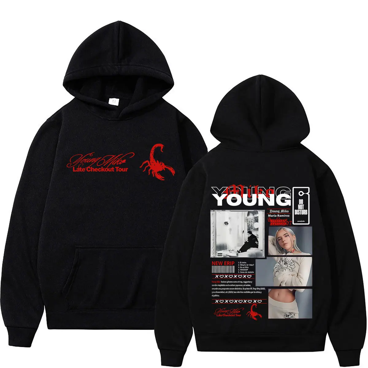 Sudadera con Capucha Estampada Young Miko Late Checkout Tour 2026 para Hombre y Mujer, Estilo Estético, Holgada, Informal, de Invierno, Talla Grande