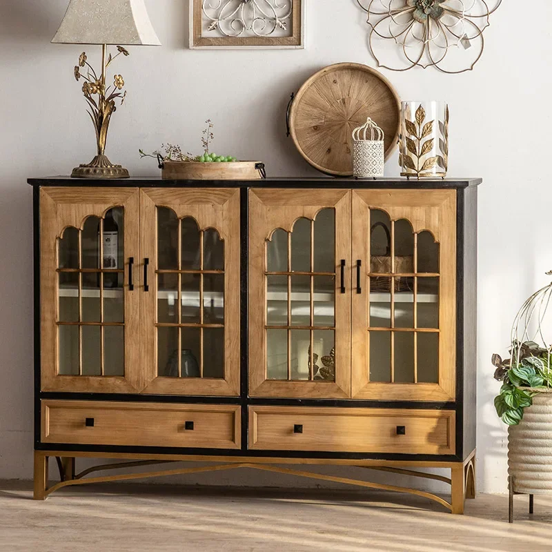 

Новый сервант из массива дерева в американском стиле ретро шкаф для гостиной входной шкаф настенный двухдверный шкаф для хранения