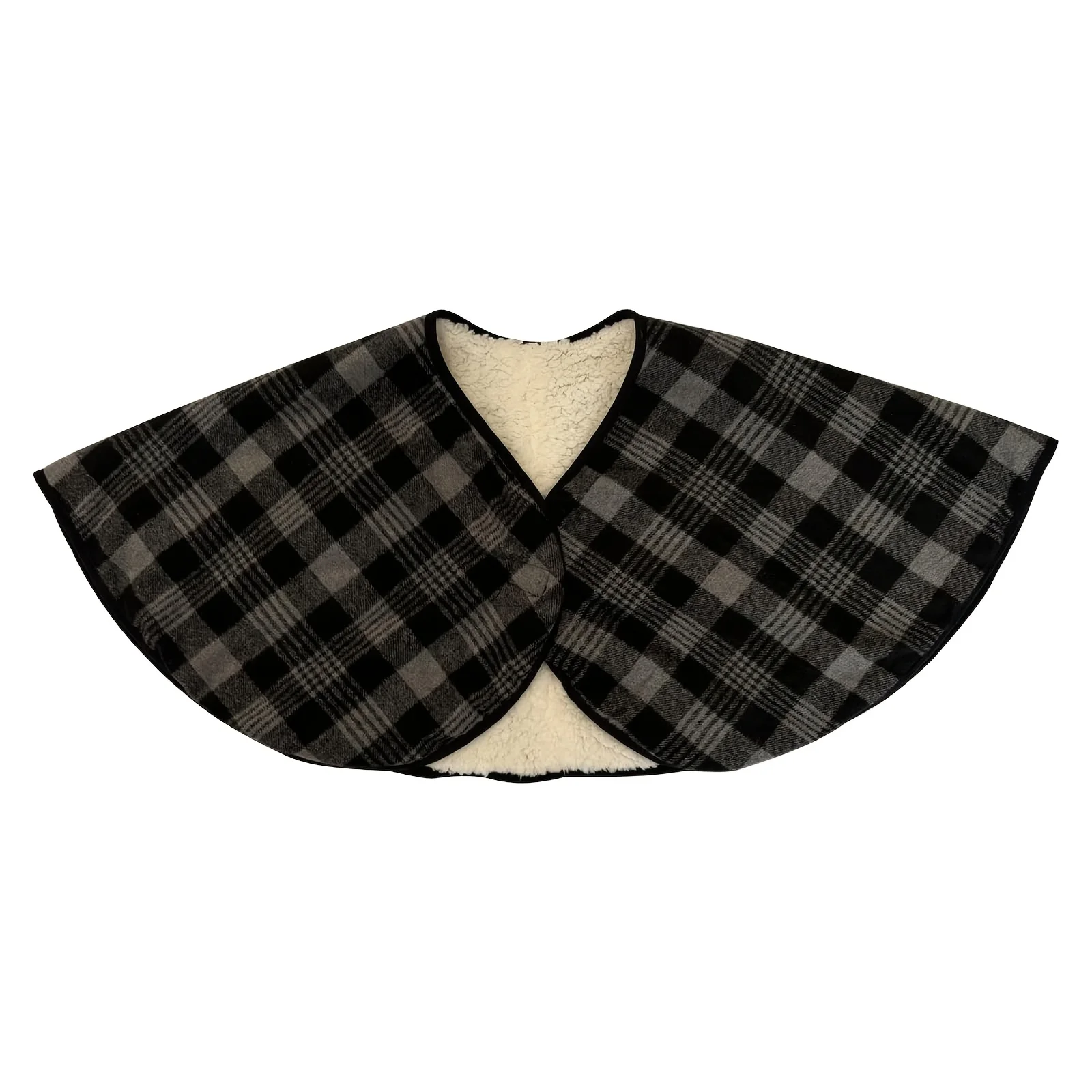 

1pc Wheelchair Shawl Elderly Plush Lined Thickened Wheelchair Cover Warm Bed Patient Blanket Black with Durable Other Material