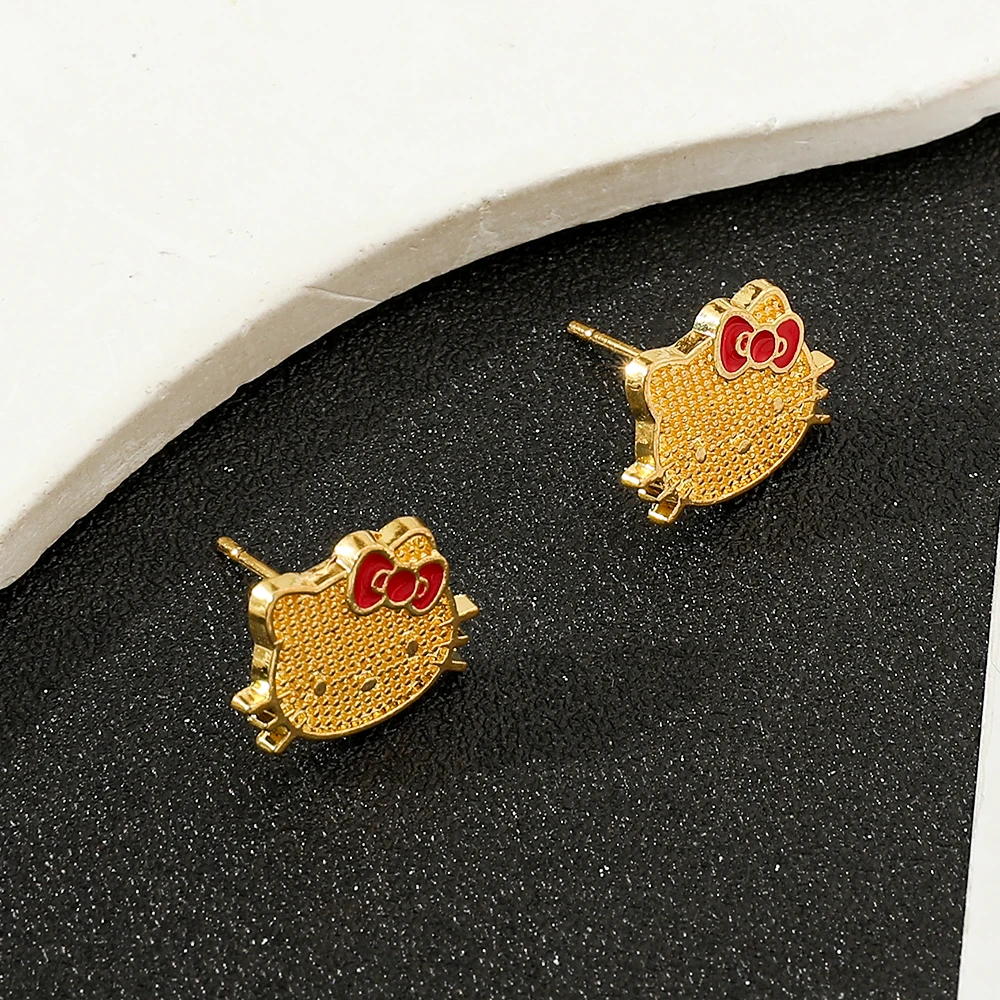 أنيمي سانريو مرحبا كيتي أقراط أنيمي الكرتون الشكل KT القط الأذن مربط فتاة مجوهرات الإكسسوارات الهدايا #3