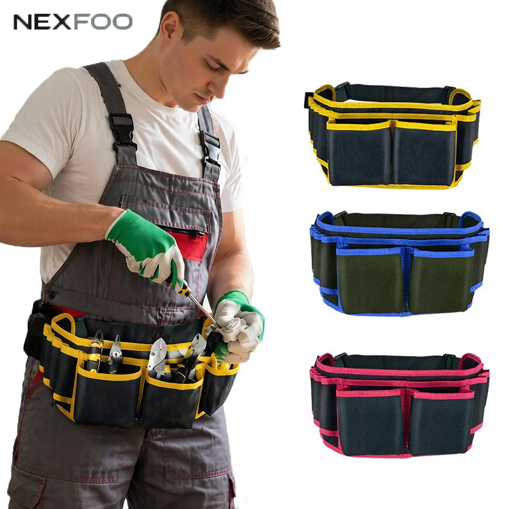 Sac à outils de ceinture réglable pour charpentier et électricien, pochette multi-poches pour outils de quincaillerie pour constructeur, installateur, réparateur