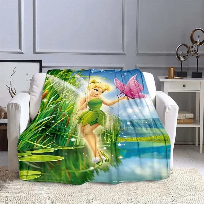 Disney Tinker Bell Blanket Cartoon Disney Quilt Warm Soft Fluffy Kid Adult Sofa Bed Throw Blanket Outdoor Travel Camping Sheet