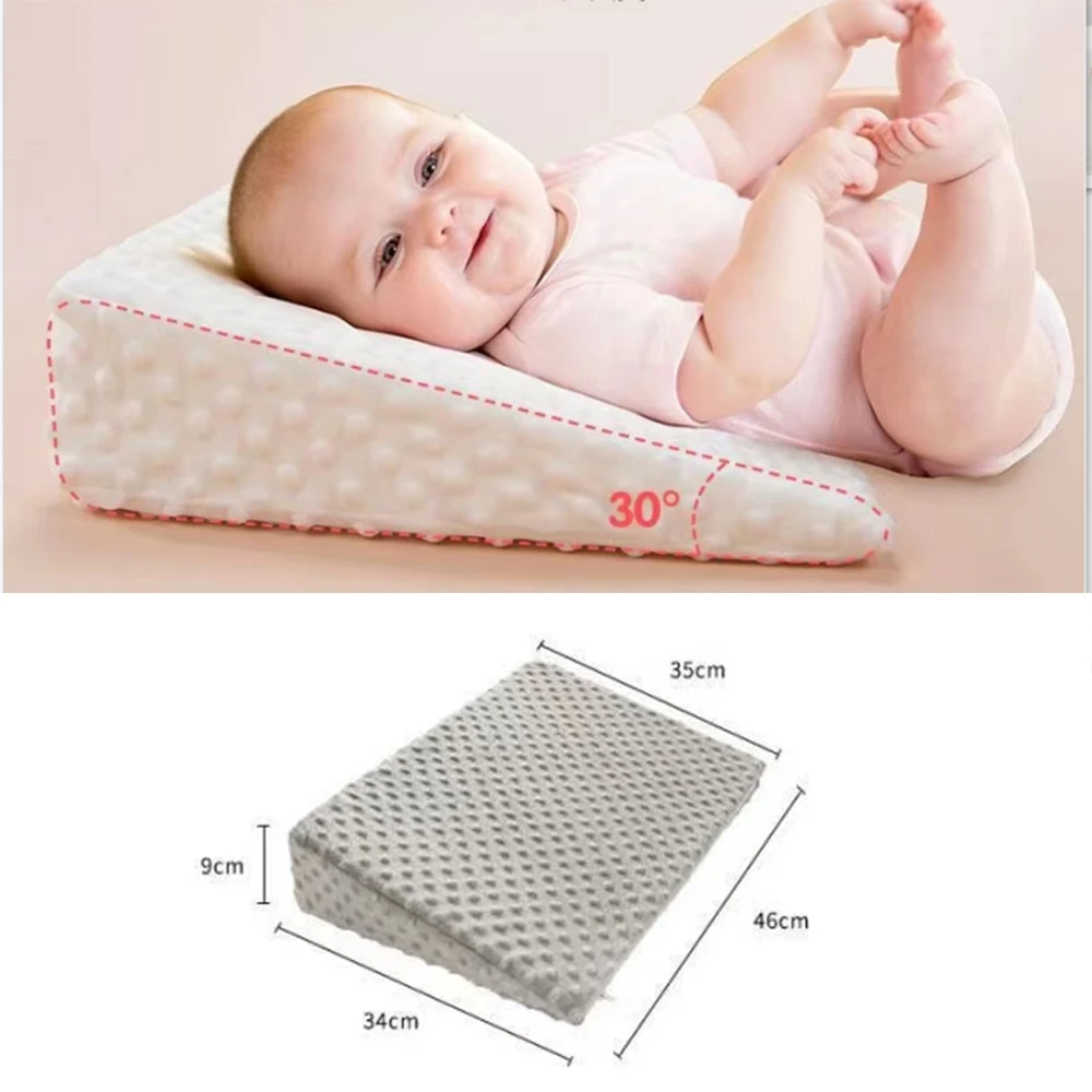 Bantal Tempat Tidur Wedge Bayi, dengan Atasan Busa Memori Bayi Anti Vomit Bantal Miring, Penopang Tubuh Bayi Anti Muntah