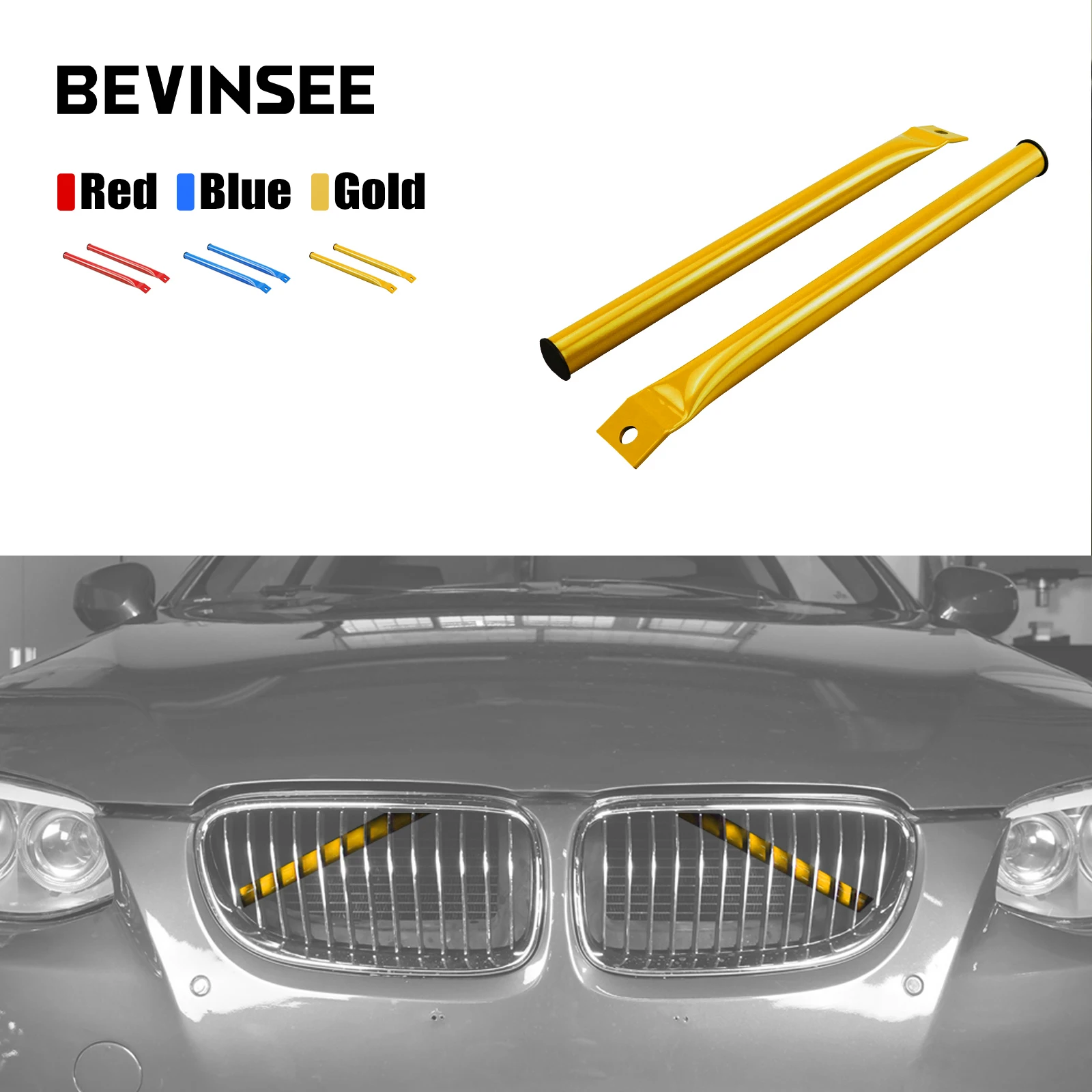 

BEVINSEE Front Grille Kidney Braces for BMW E92 E90 E91 E93 2006 2007 2008 2009 2010 2011 2012 2013