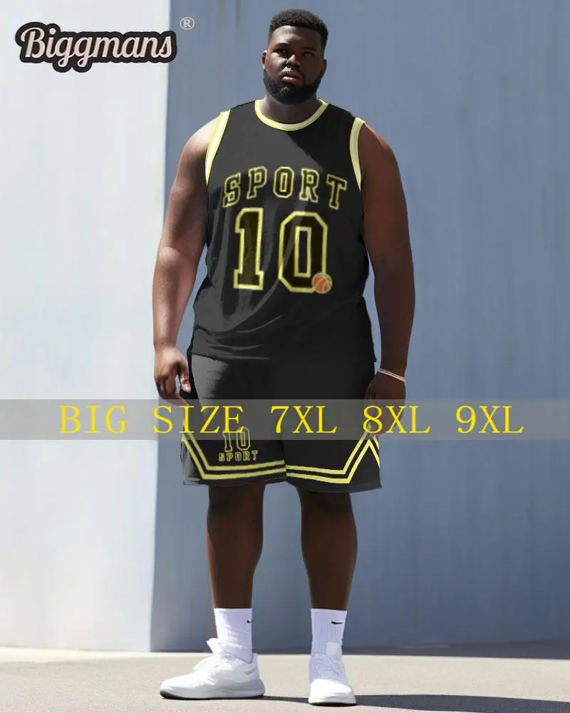 

Biggmans L-9Xl Sports Fashion Vest Plus Size Set for Summer Oversize Basketball Suit Block Basketball Shorts 7XL 8XL 9XL