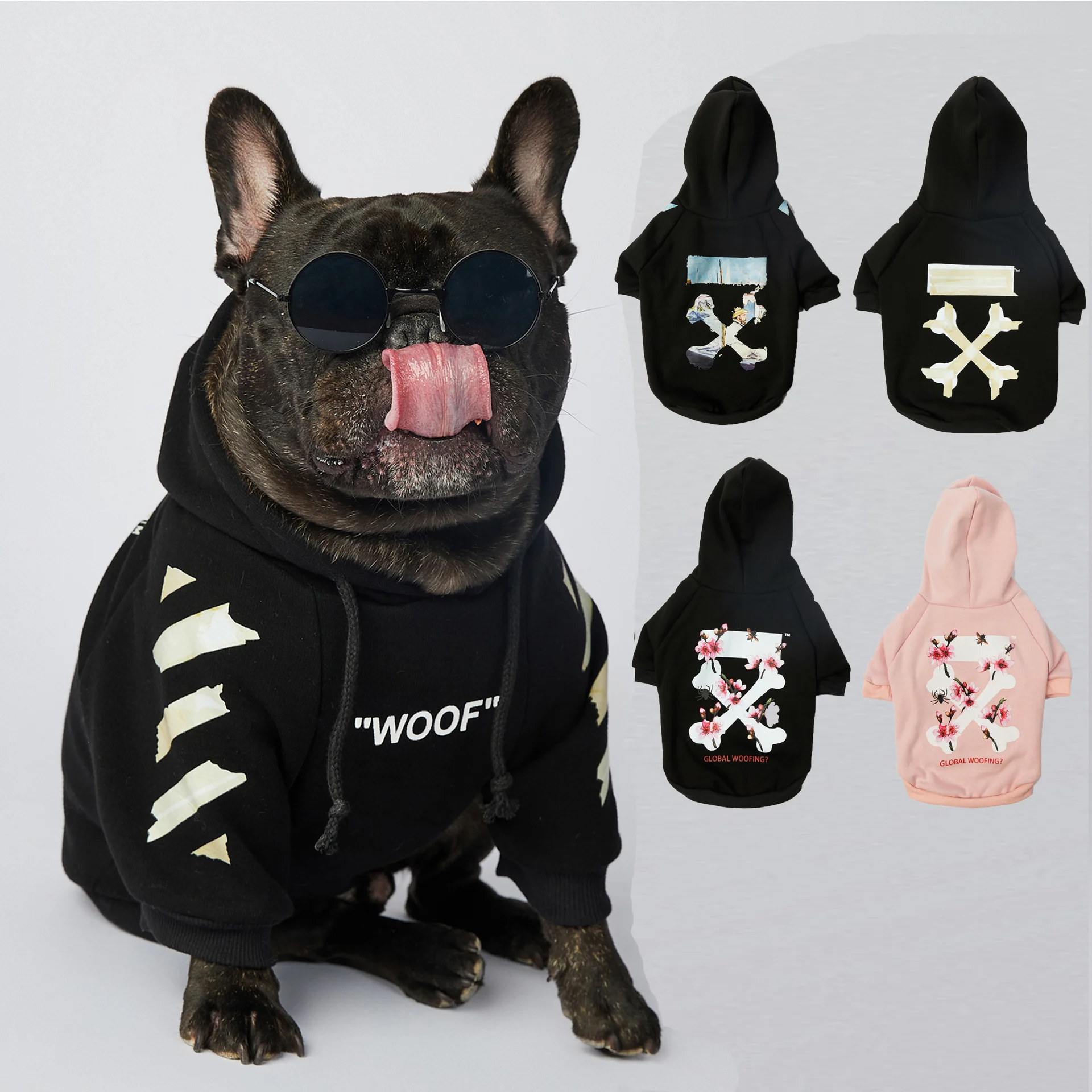 

Autumn Winter Pet Dogs Clothes Fashion Dogs Hoodies Fleece Warm Cotton French Bulldog For Small Medium Large Dog Clothing Jacket