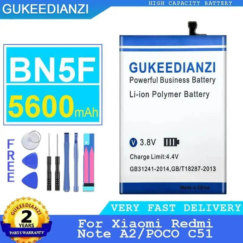 

Для Xiaomi Redmi Note A2 Poco C51 BN5F Премиум Сменный аккумулятор для мобильного телефона с быстрой зарядкой 5600 мАч