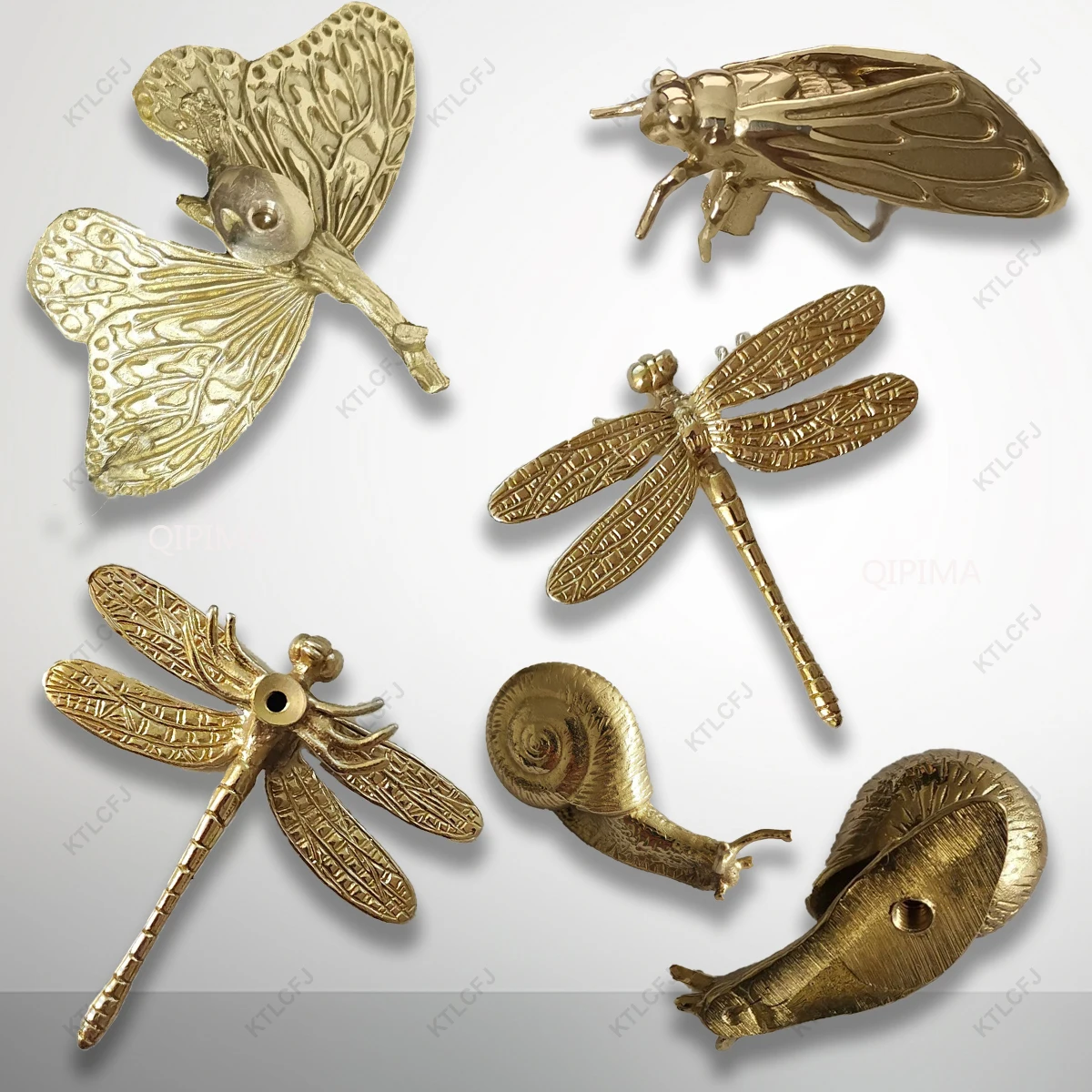 Pure Copper Little Bee Cicada Butterfly Shaped Furniture Drawers Wardrobes Cabinets Door Handles Modern Minimalist Door Handles