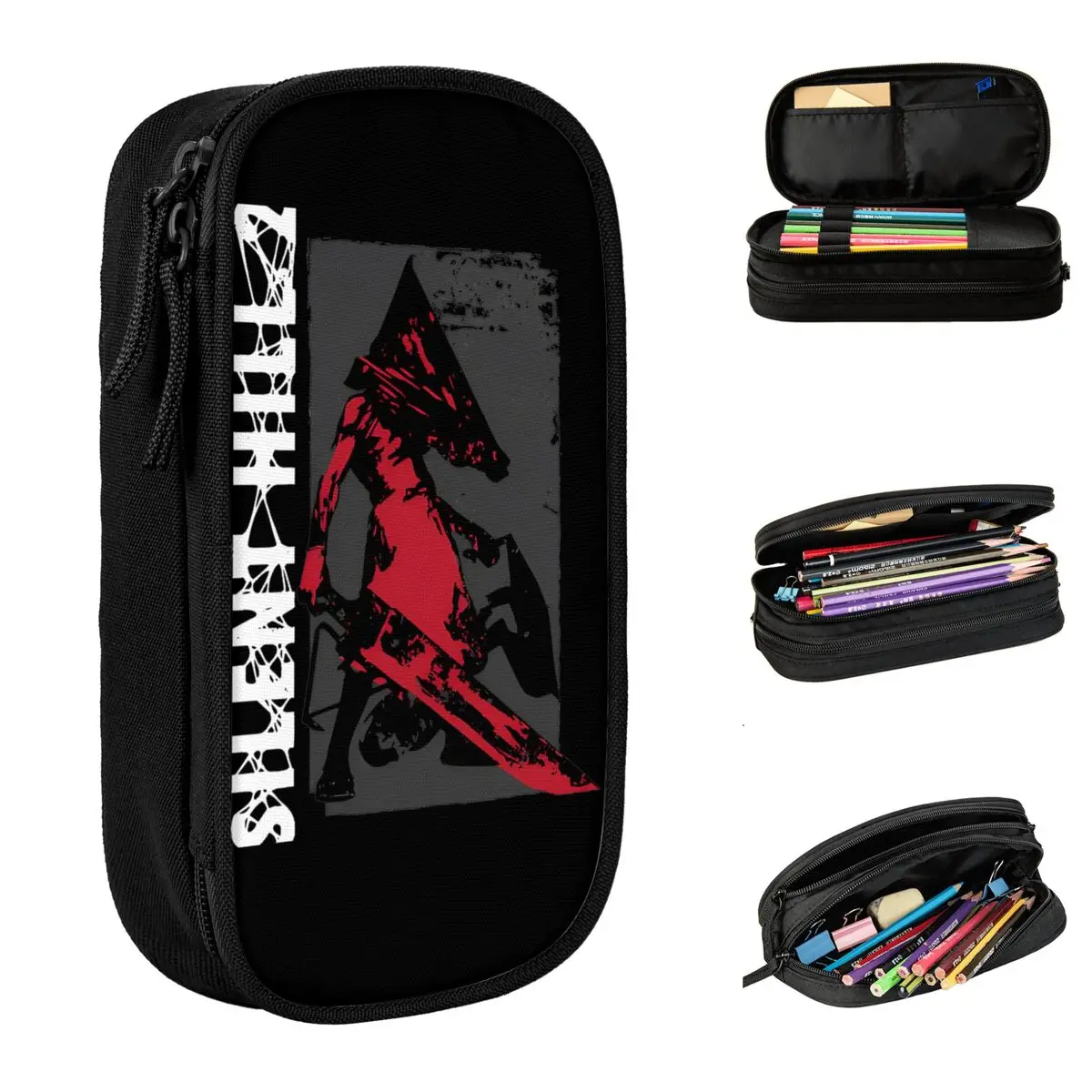 Silent Hill 2 Video Games Pencil Case New Red Pyramid Thing Pen Bags Girl Boy Big Capacity Students School Zipper Pencilcases