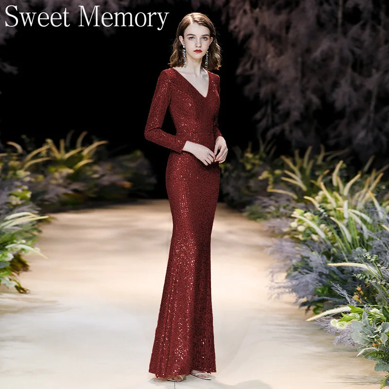 

N1128 Коктейльные вечерние платья с блестками для женщин, праздничное платье Sweet Memory трапециевидной формы длиной до пола, банкетное платье для выступлений