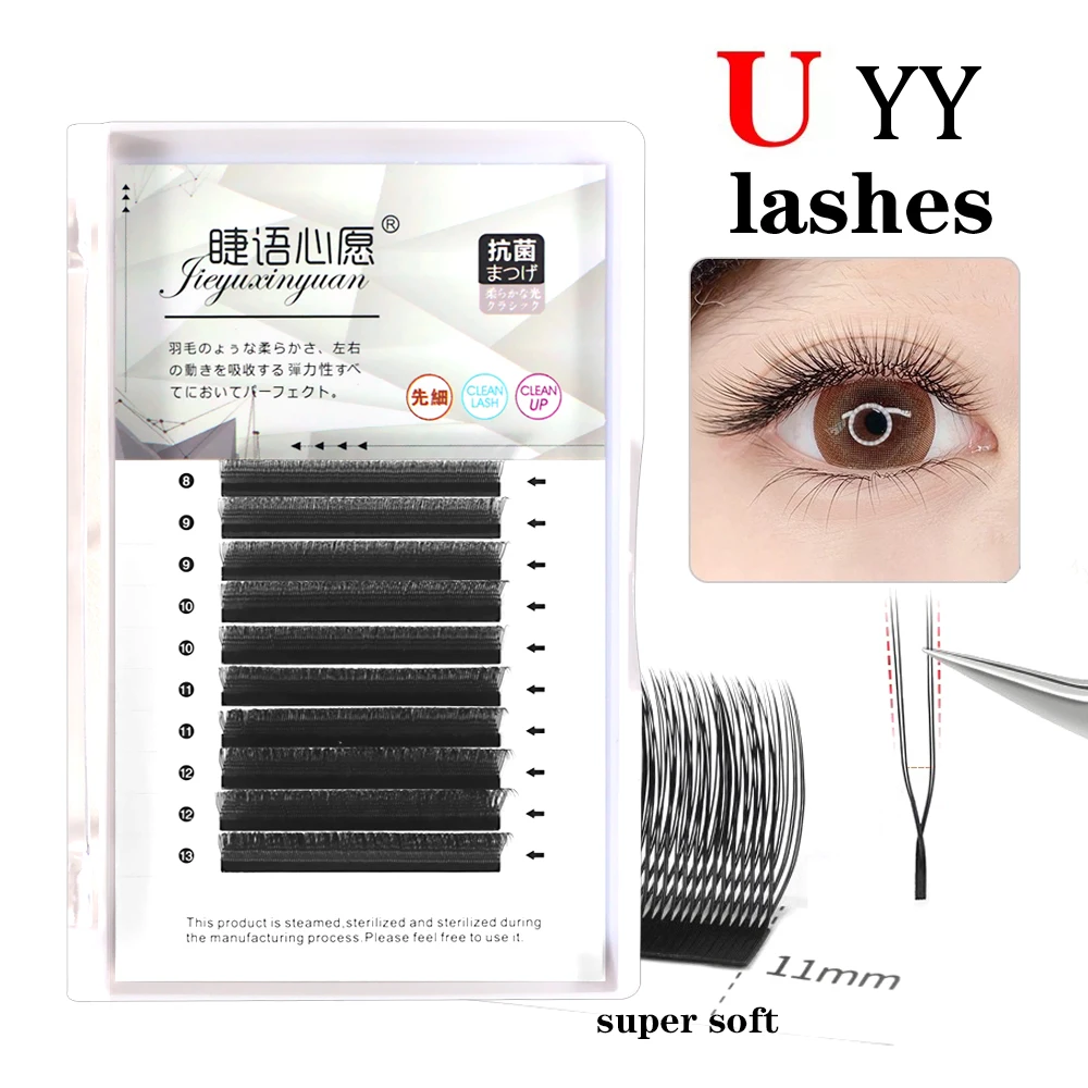 

QSTY U Lash Shape Eyelashes Extensions YY Lash Shaped Bloom Natural Soft DIY Premade Fan Eye Lashes for Beauty & Cosmetics