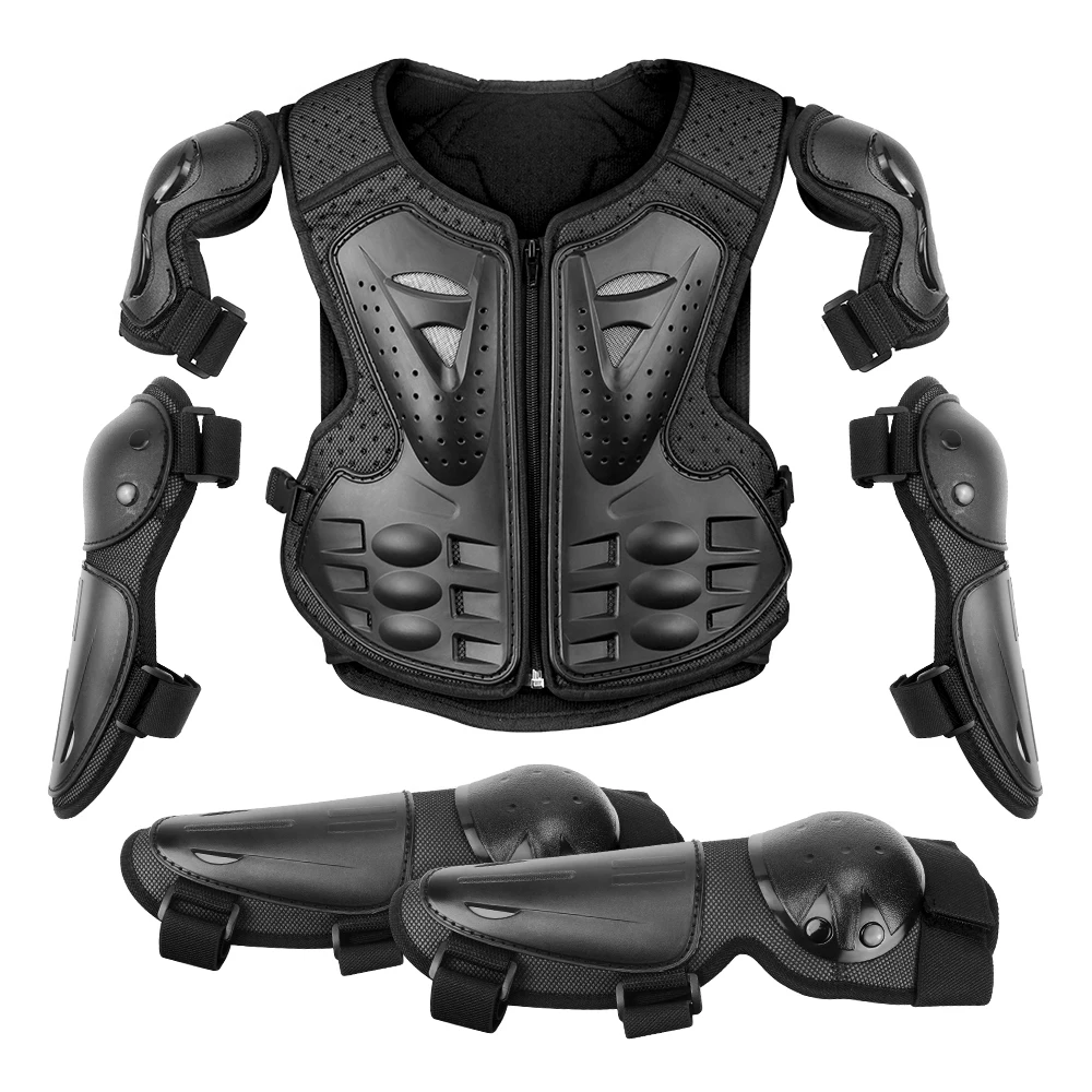 Kid's Motocross Body Armor Jacket Motorcycle Armor Vest Protection Protective Armors Riding Kneepads Moto Full Armor Children