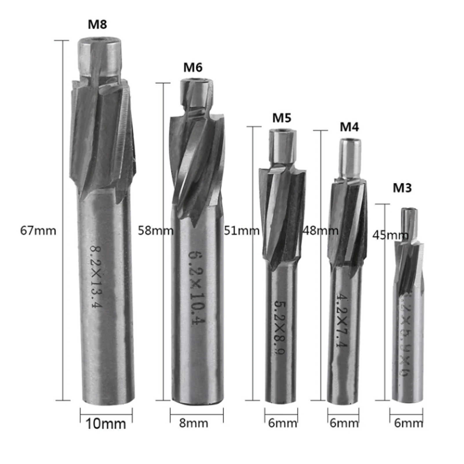 Countersink Drill Bit End Mill Cutter CNC Cutter Bit Countersink End Mill Cutter Slot Drill Bits Tool M3 M8 4 Flutes HSS-AL