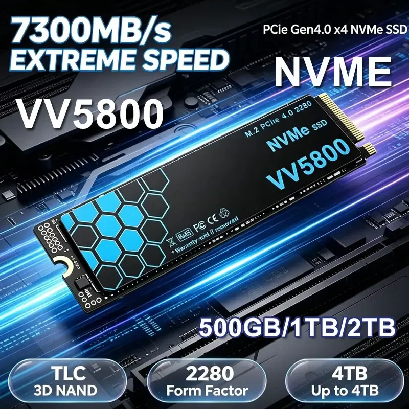 VV5800 M2 NVMe SSD 7300MB/s 1TB 2TB 4TB SSD M2 2280 PCIe 4.0 Gen4 Hard Drive Internal Solid State Disk for Desktop Laptop