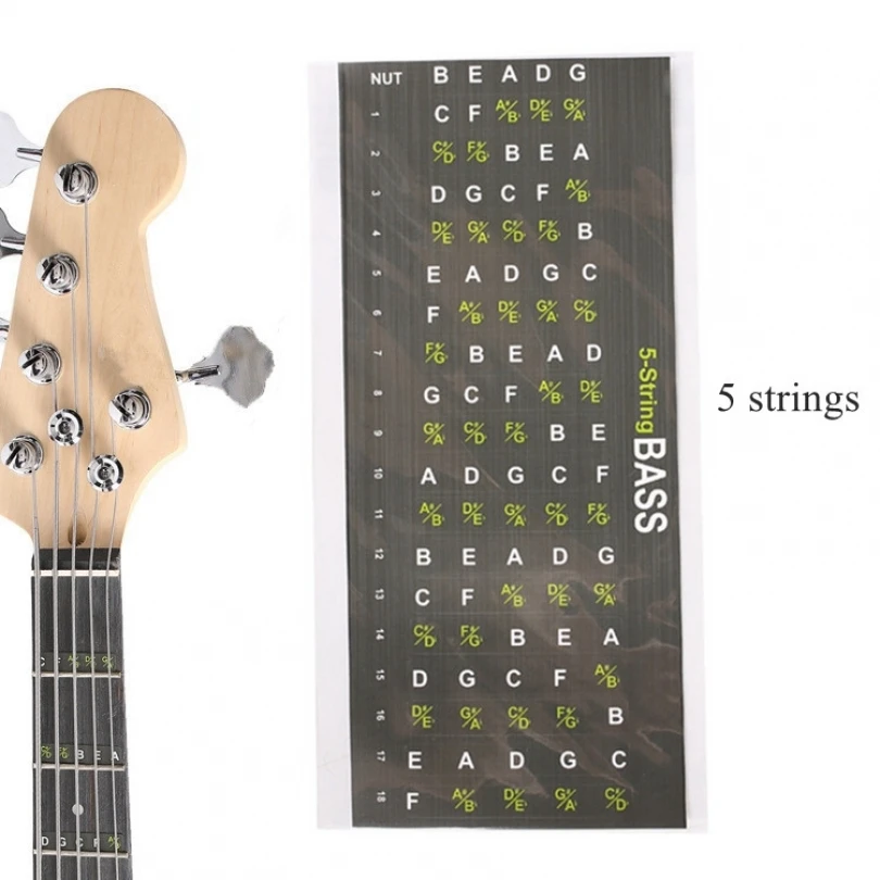 4/5 Saiten E-Gitarre Bass Griffbrett Hinweis Karte Aufkleber Aufkleber, Ukulele Bass Griffbrett Hinweis Etiketten – Detail 3