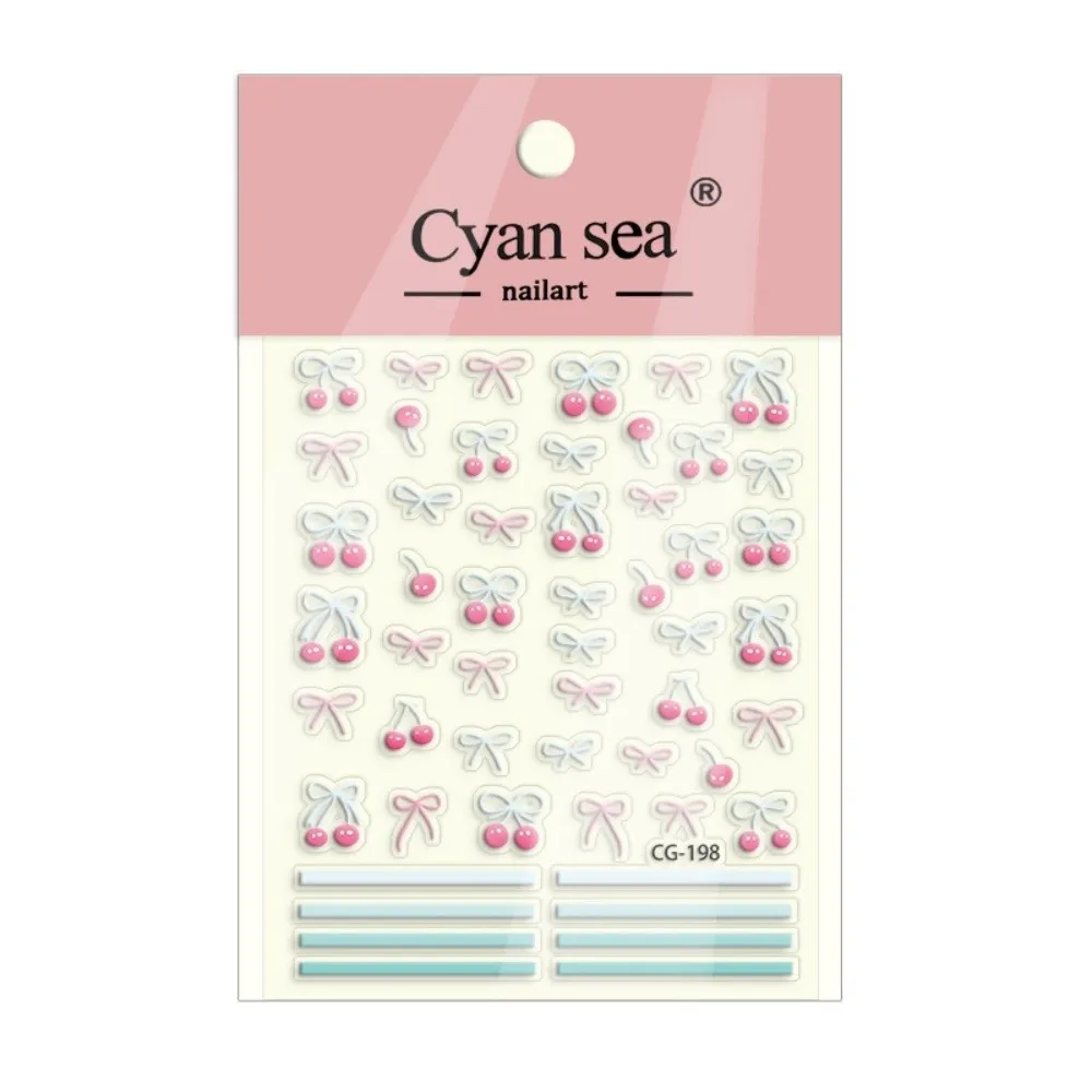 الكرز القوس 3D مسمار الفن ملصقات DIY الحلو الوردي الأزرق الفواكه مسمار ملصقات الأزياء مسمار الفن الأظافر الزخرفية