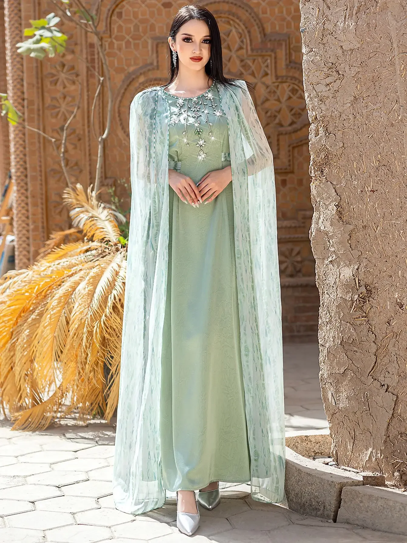 Diamanti di lusso Abaya Dubai Donna Abito da sera musulmano Mantello Jalabiya Marocco Caftano Turchia Caftano Femme Abito Abito Abiti 2025