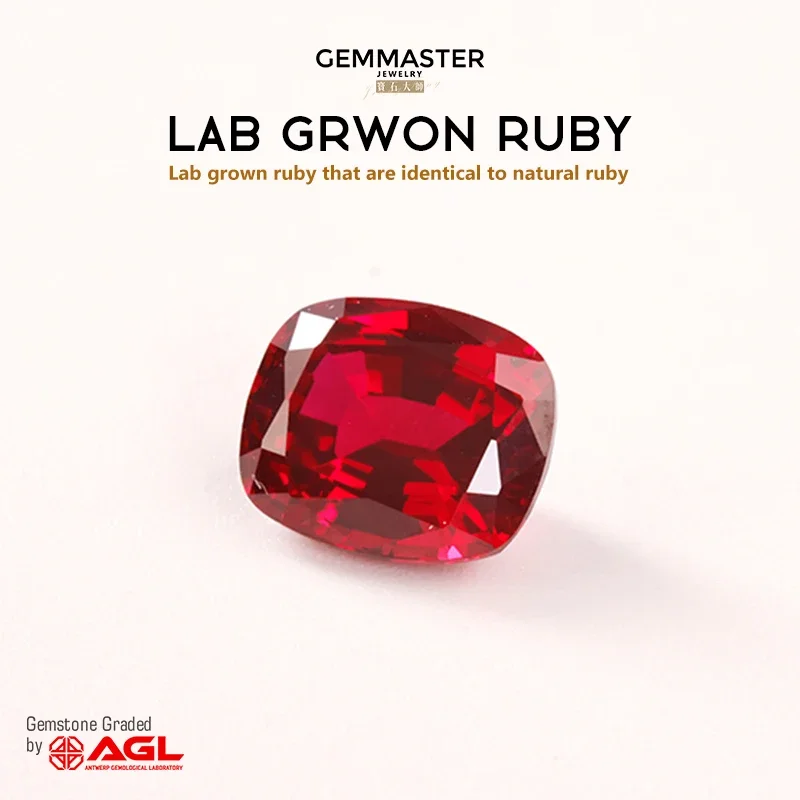 

Lab Grown Ruby Long cushion Ruby With AGL certificate Pigeon blood red Synthetic gemstone 100% Real Lab Ruby