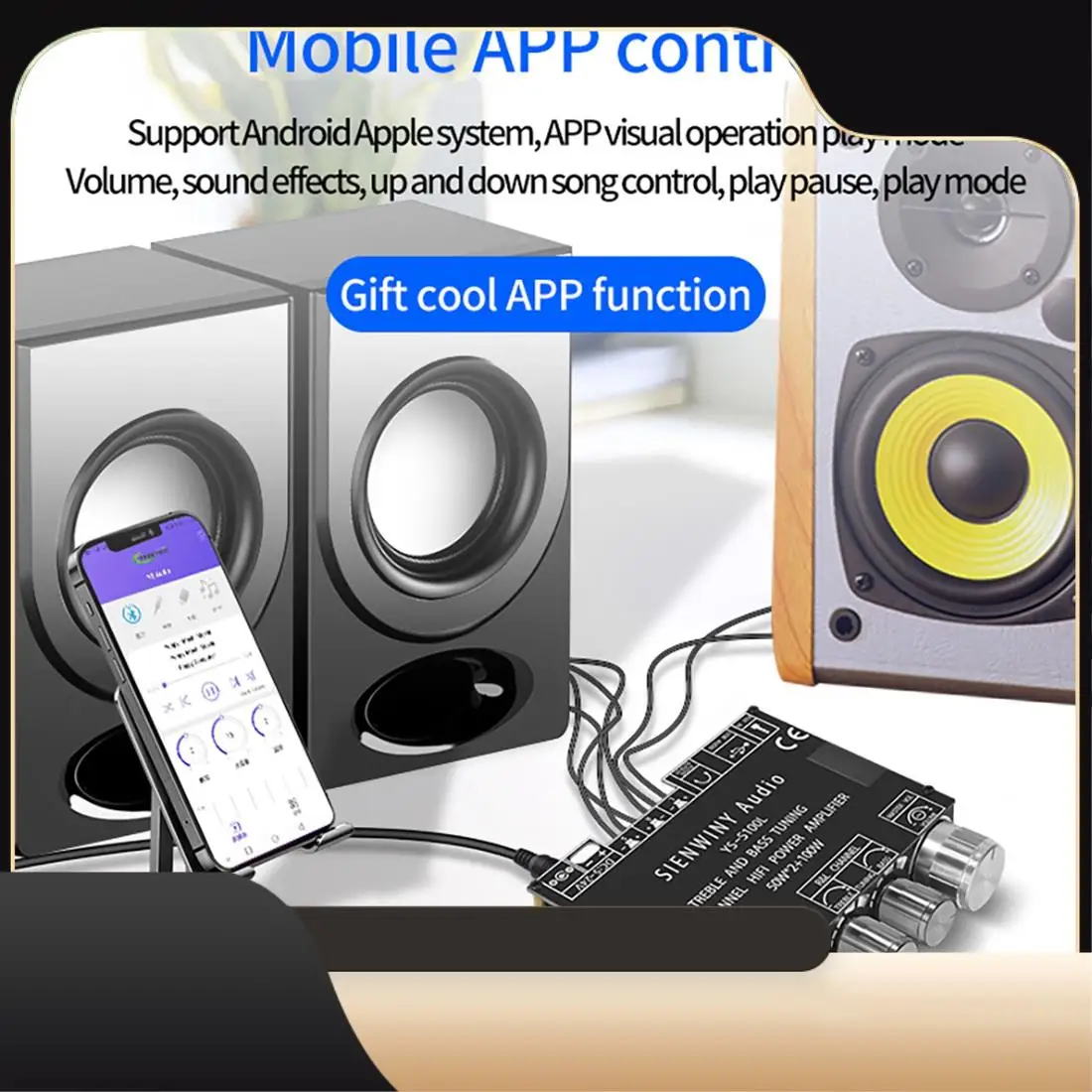 

YS-S100L 2,1-канальный модуль усилителя Bluetooth аудио усилитель плата модуль усилителя звука черный 50X2 + 100W-T44C