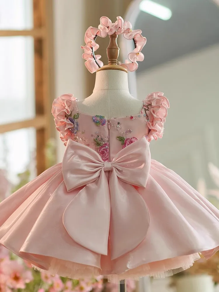 Baby Girl Birthday Dress New Children's Princess Dress High-end Flower Girl Wedding Fluffy Dress 80-150CM