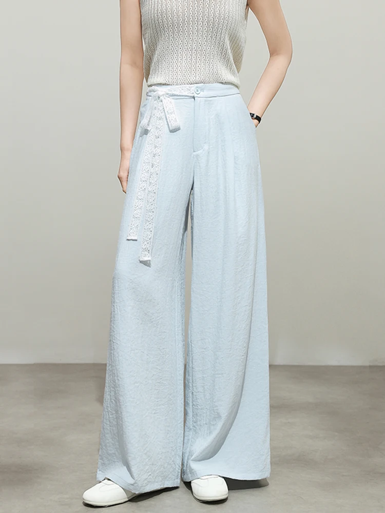 

Женские повседневные брюки с высокой талией и широкими штанинами, весенний модный дизайн, стройнящие, струящиеся, прямые, длинные, повседневные