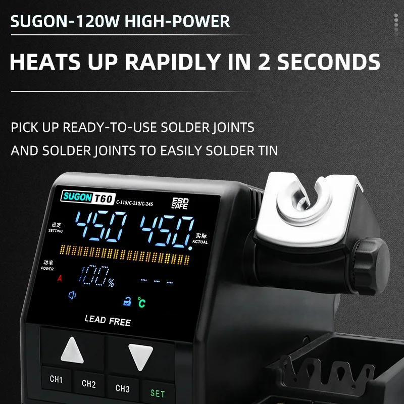 220V 110V Latest Sugon T60 Multi-functional Soldering Station ith Adjustable Temperature and Air Volume