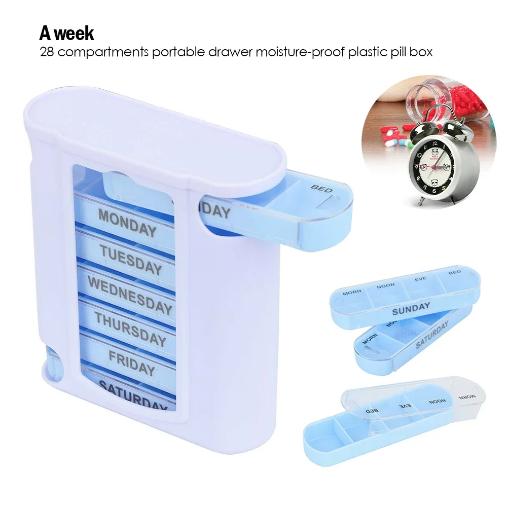 7 Day Week Pill Box Organizer Tablet Holder Medicine Tablet Drug Holder Storage Box Pillbox Case Organizer Container Kit Drugs