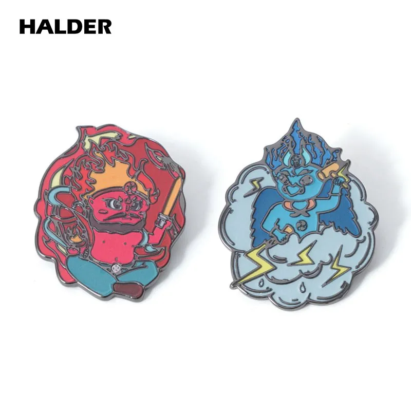 HALDER The Classic of Mountains and Seas Fire Vulcan Thor Myth Enamel Brooch Lapel Pin backpack Costume Canvas Bag badge Gift