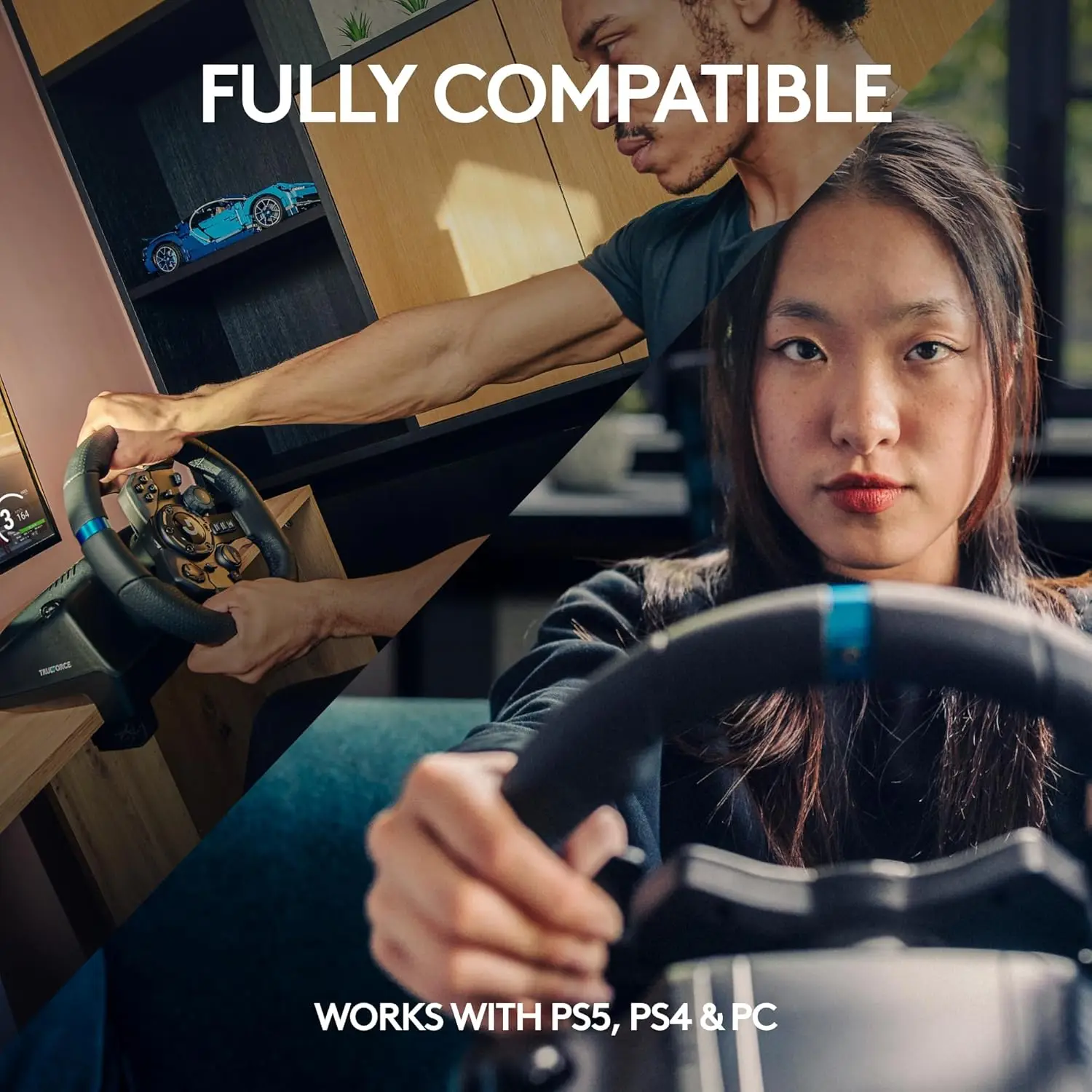 G923 Racing Wheel and Pedals, TRUEFORCE up to 1000 Hz Force Feedback, Responsive Driving Design, Dual Clutch Launch Con image 2