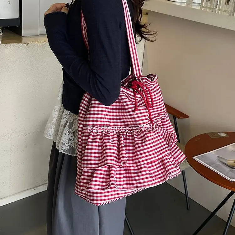 

Women's New Bag Sweet Style Cute School Style Canvas Bag Trendy Fashionable Korean Kawaii Tote Bag Large Capacity Cute Lace Bag