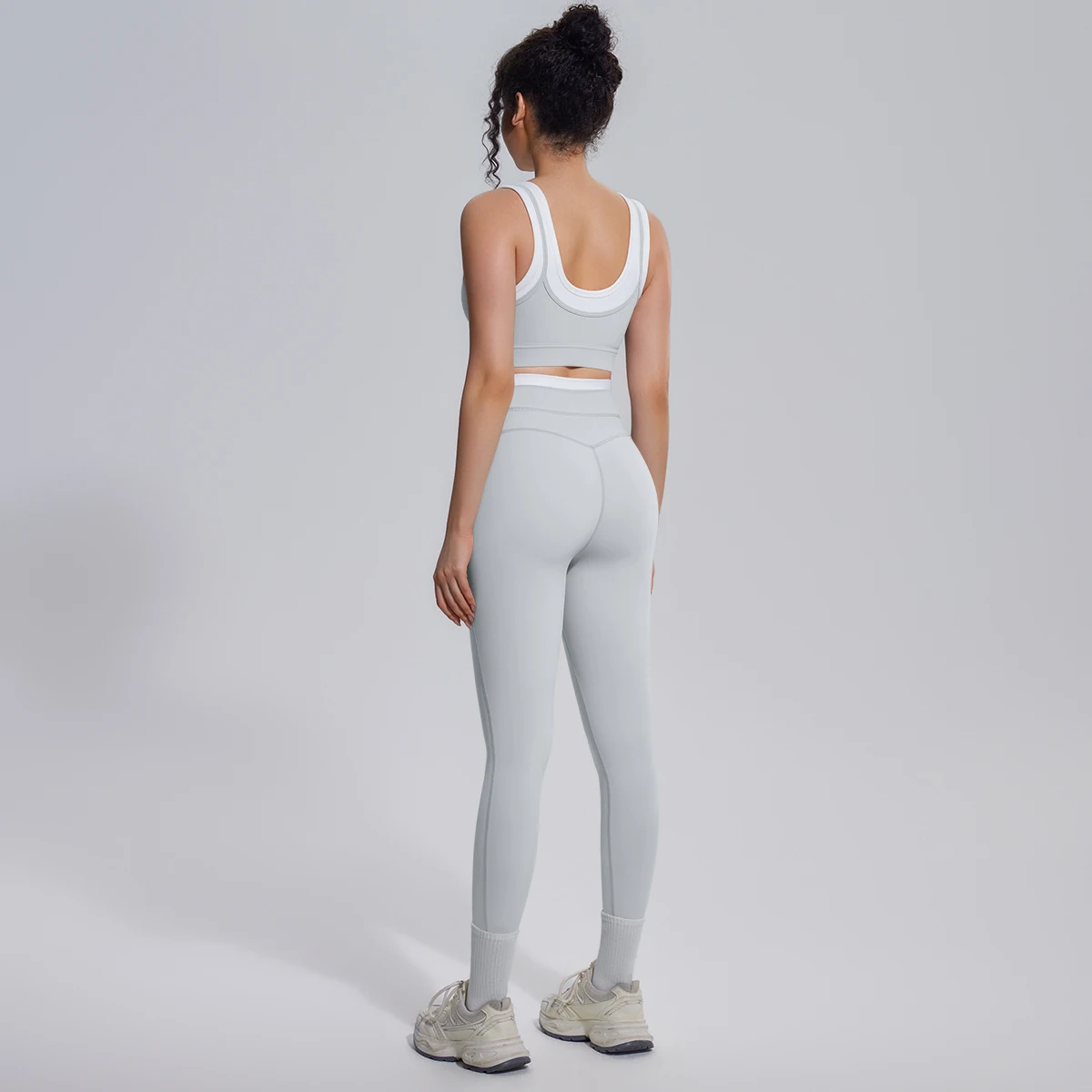 Rooftrellen 2-teiliges Yoga-Set für Damen, sexy Sport-BH, Yoga-Top mit Brustpolster, Farbblock-Design, Yoga-Hose mit Po-Formung, Damen-Fitness-Set – Detail 36