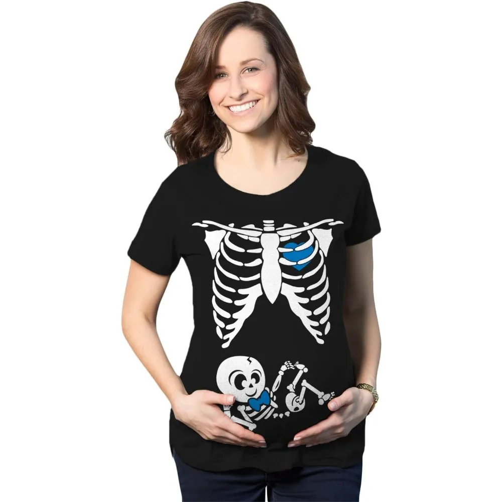 Maternity Skeleton Baby Monster Pumpkin T Shirts Funny Cute Pregnancy Halloween Tees