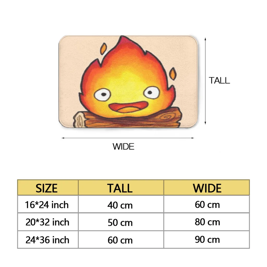 Flame calcifer Living Room Rug Carpet Flannel Slip Mat Decor Aesthetic Dressing