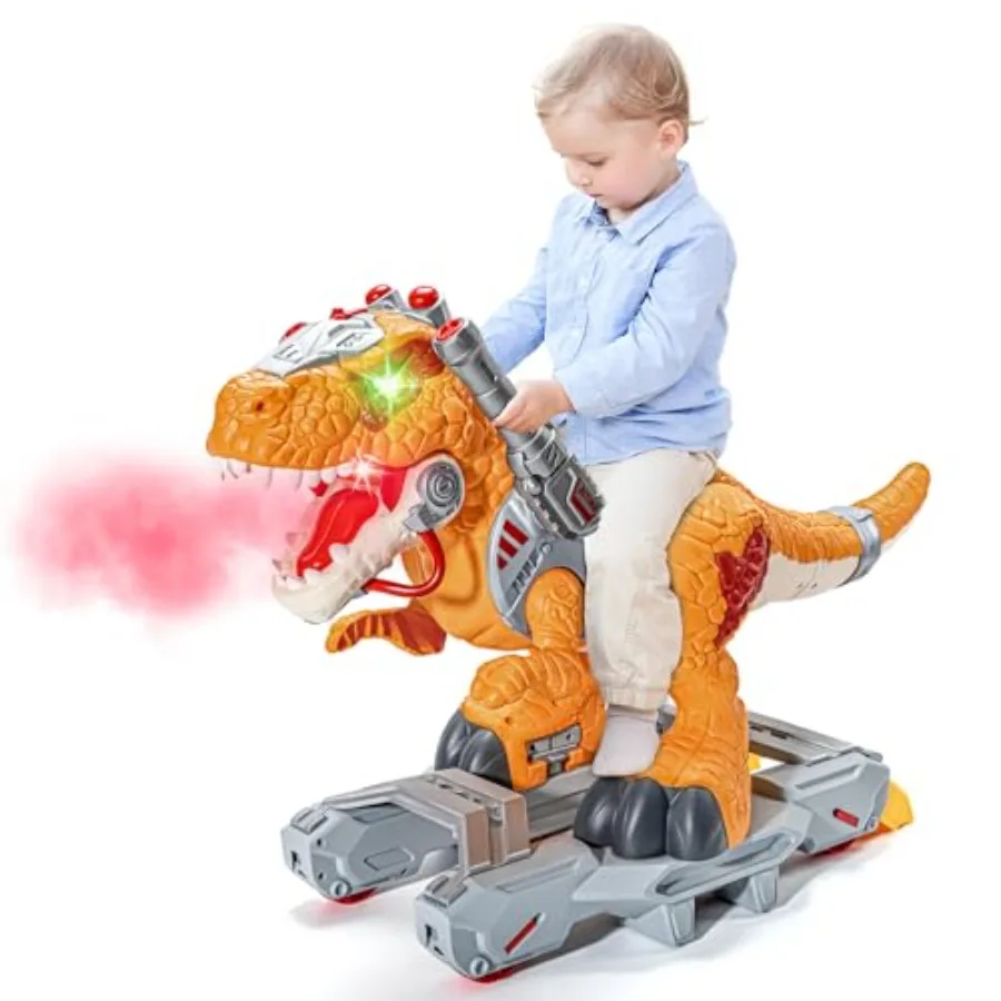 

Electric Dinosaur Ride On Toys Toddler Ride On Cars with Music Light and Smoke Preschool Scooter Foot-to-Floor Walker Toddler E