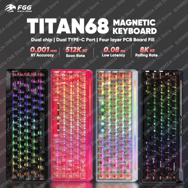 Madlions TITAN68 Turbo Mad 68he Gaming Magnetic Mechanical Keyboard Rapid Trigge 0.001mm 0.08ms Delay 8K Hotswap Gamer Keyboard