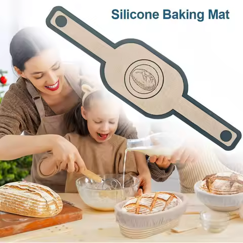 Easy Clean Long Handles Silicone Baking Mat Oval Heat-resisting Bakery Oven Pad Non-Stick Bakeware Bread Sling Kitchen Baking