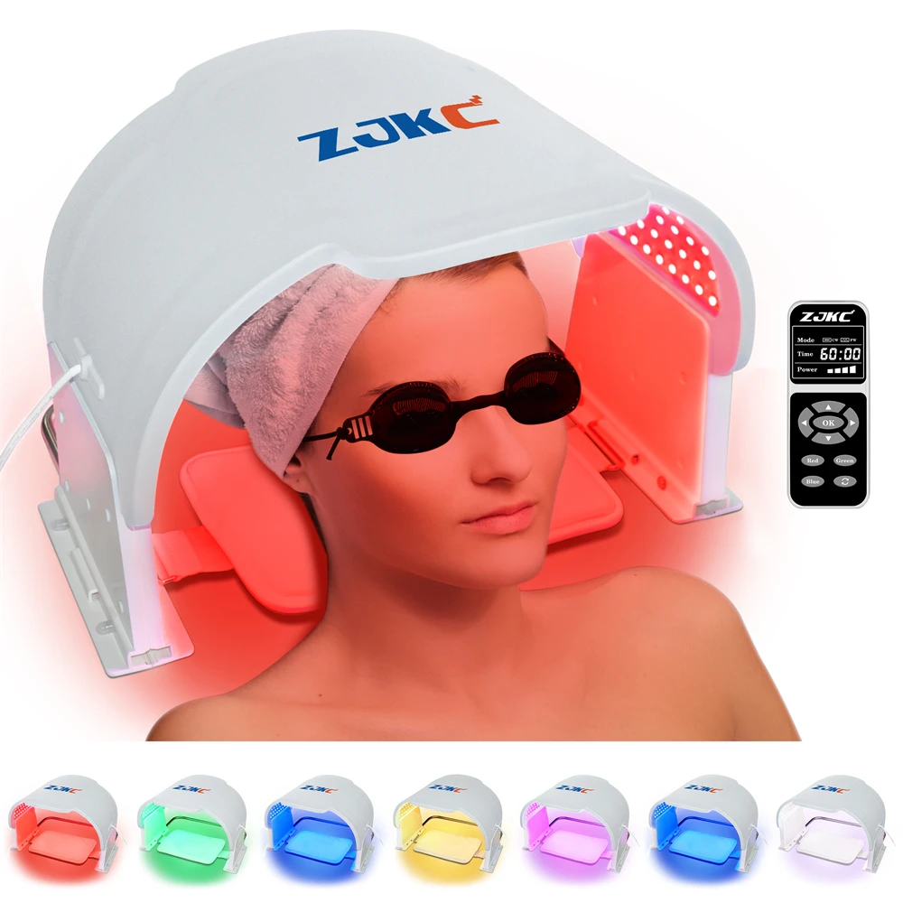 ZJKC Silicone LED Light Therapy Face Mask Lamp Beauty Mask 7 Color Lights Facial Treatment Improve Blackheads Wrinkle Removal