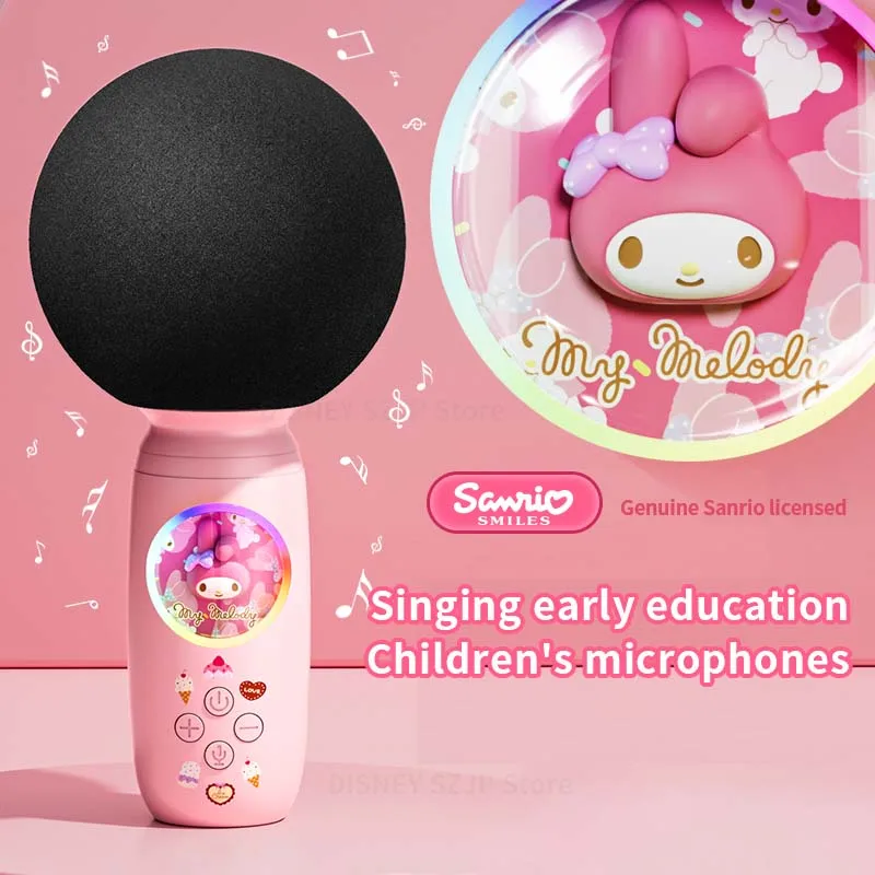 Original Sanrio Hello Kitty Cinnamoroll Kuromi Child Microphone ML03 Cartoon Bluetooth Mike Toy Karaoke Singing Machine Gifts