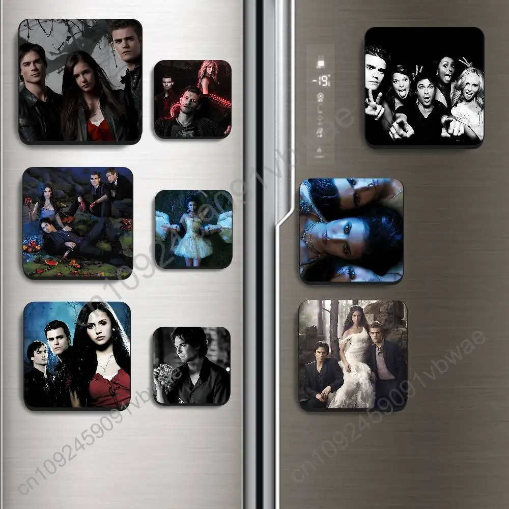 

TVD movie The Vampire Diaries Black Square Plastic Fridge Magnet, for Magnetic, No Trace Left, Durable, Smooth and Textured