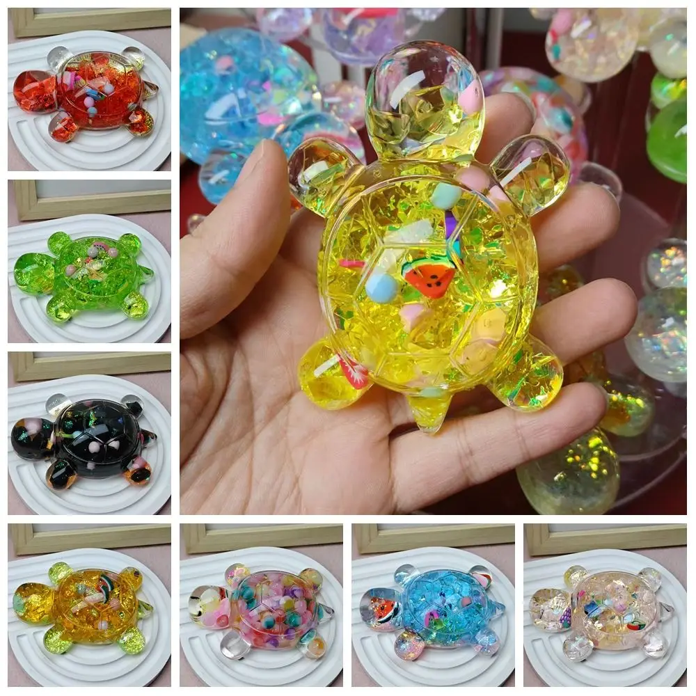 Flash Flowing Sand Candy Color Turtle Dolls Fruits Cute Cartoon Turtle Toy Mini Kawaii Turtle Small Ornament Car Keys