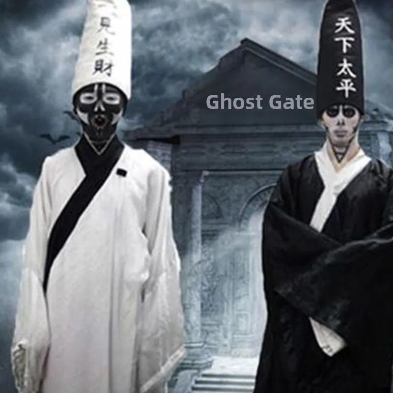 

Halloween Party Stage Performance Clothing Adult Black And White Unusual Ghost Qing Dynasty Zombie Naoko Costume Traditional ...