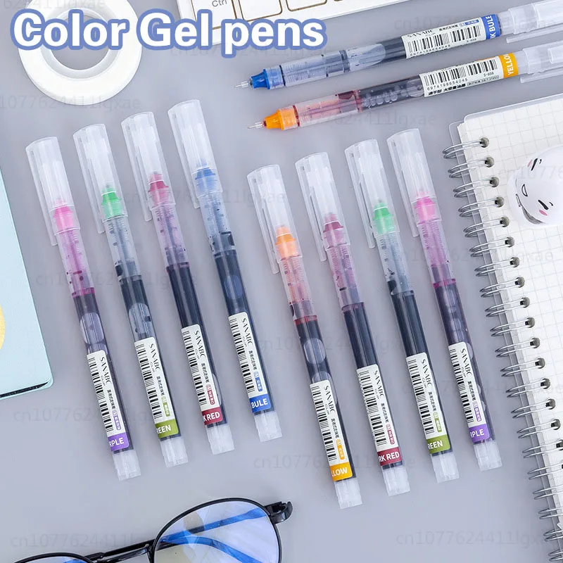 10 stuks hoge kwaliteit naaldtype gelpen rechte vloeibare balpennen perfecte kawaii briefpapier voor school/kantoor schrijfbenodigdheden - afbeelding 2