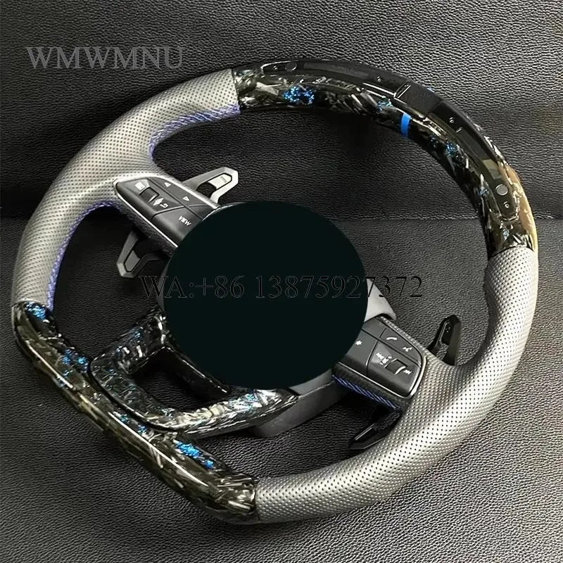 Wmwmnu for Q7 Carbon Fiber LED Steering Wheel Cover Custom Racing Car Steering Wheel Parts Set
