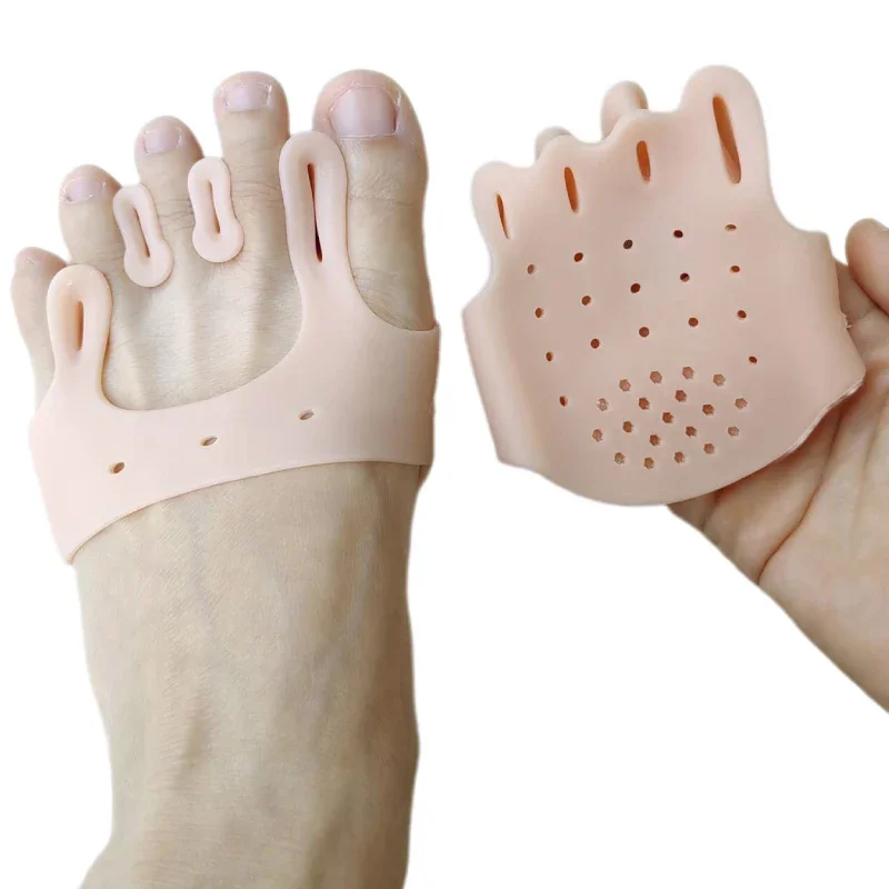 Atmungsaktive Gel-Zehentrenner 2 Stück Verdickte Stoßdämpfende Vorfußpolster Orthopädische Hallux-Valgus-Abstandshalter zur Linderung von Fußschmerzen
